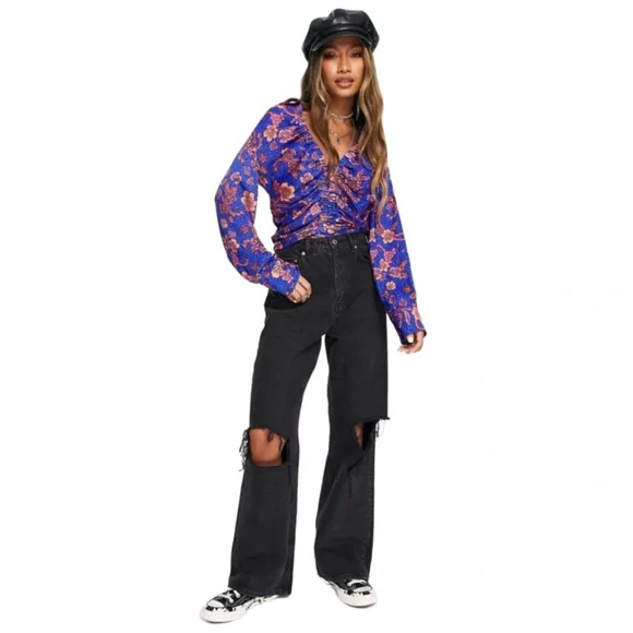 NWT FREE PEOPLE $98 I Got You Royal Floral-Print Top XS - Picture 9 of 14